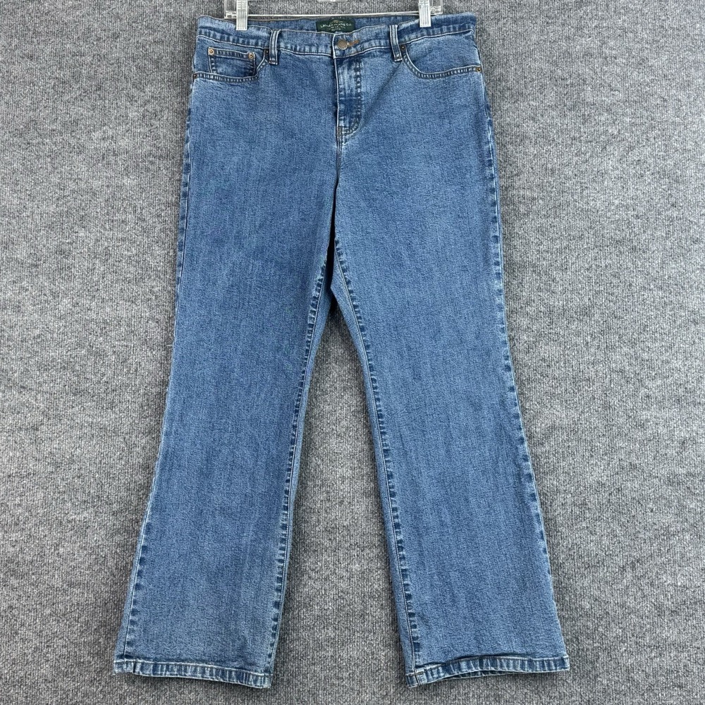 Vintage Lauren Ralph Lauren Jeans‎ Womens 14P Blue Straigjt Fit Denim Stretch
